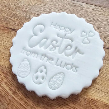 Personalised Happy Easter Embosser Stamp For Cakes Cupcake Decoration, 2 of 5