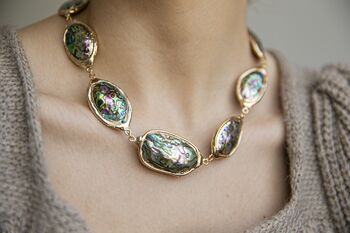 Ula 18 K Gold Plated Abalone Necklace, 5 of 5