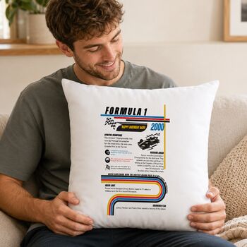 Personalised F1 Cushion Birthday Gift For All Seasons, 3 of 11