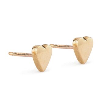 Tiny Handmade Solid Gold Heart Studs, 5 of 8