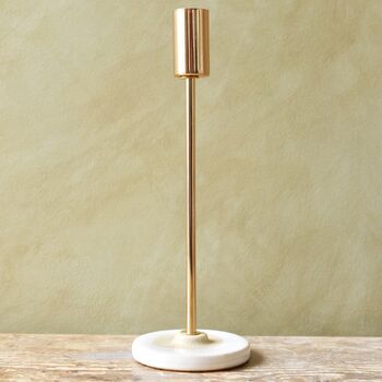 Candlestick Holder With Glazed Base In Gold Toned Metal, 6 of 7