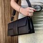 Black Leather Crossbody Handbag, thumbnail 1 of 8