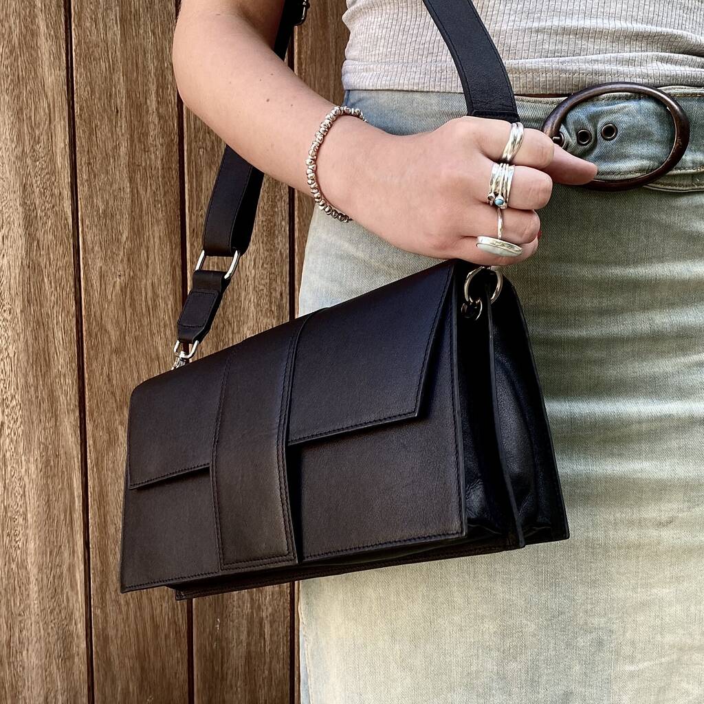 Black Leather Crossbody Handbag By LeatherCo. | notonthehighstreet.com