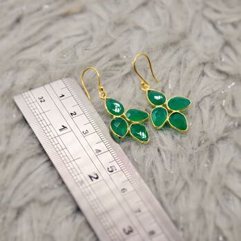 Green Onyx Silver Drop Earrings, 6 of 8