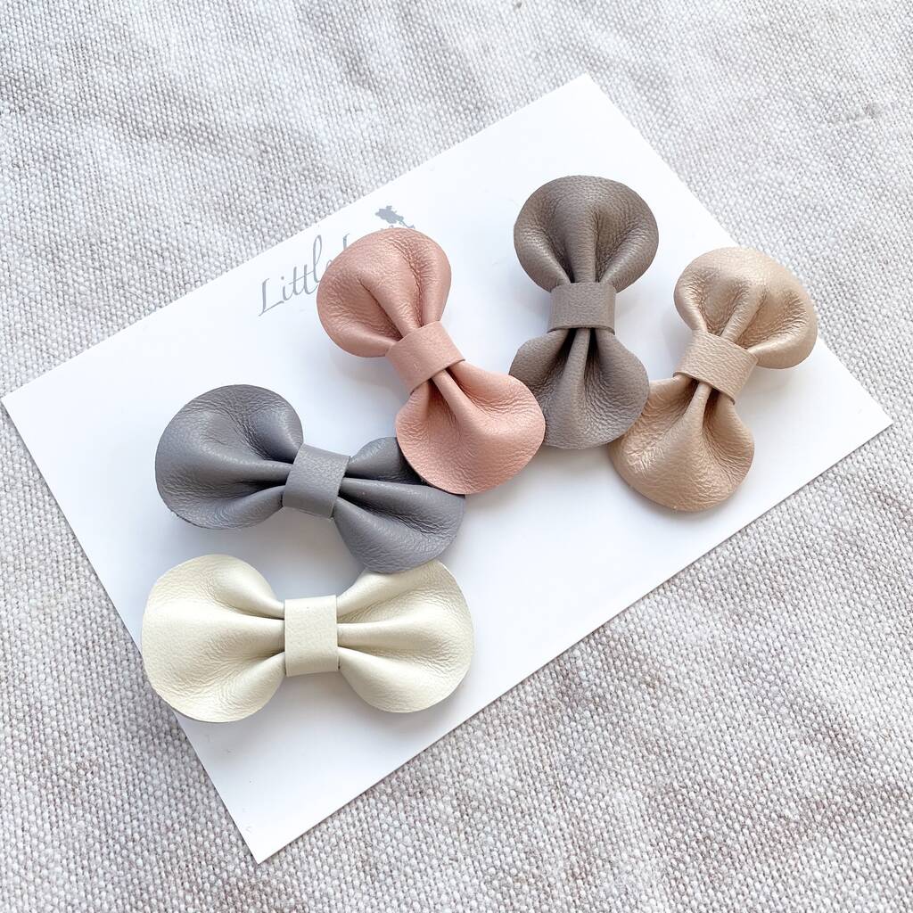 Little Love Leather Hair Bow Set/ Neutrals By Little Love |  