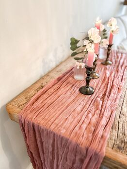 Dusty Pink Crinkled Cheesecloth Wedding Table Runner 3m, 3 of 4