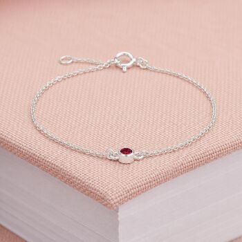 Adjustable Personalised Sterling Silver July Birthstone Bracelet, 3 of 11