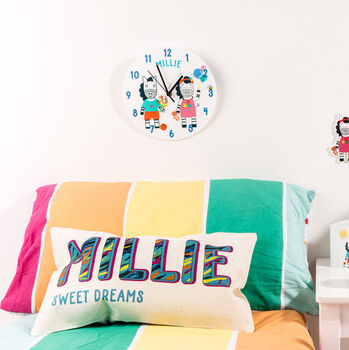 Personalised Zebra Kids Bedroom Wall Clock, 4 of 5