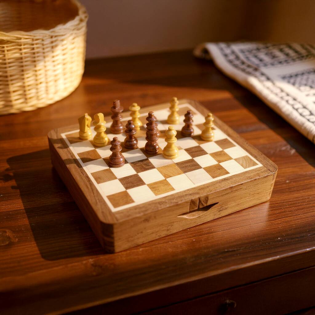 Wooden Birthday Gift; Wooden Chess Set Board Game, 1 of 6