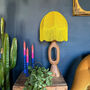 Delilah Fringed Hessian Dome Lampshade In Sunburst Yellow, thumbnail 1 of 5