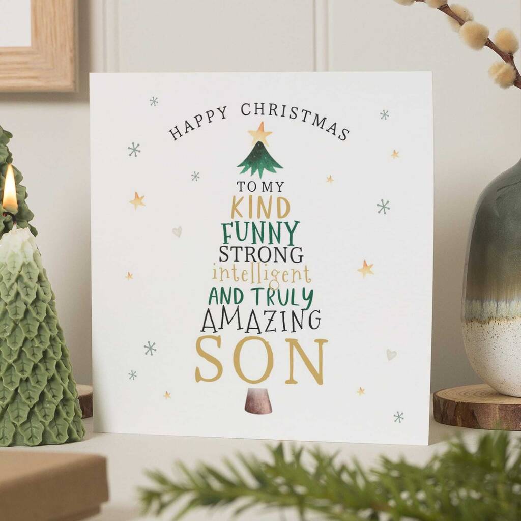 Personalised Christmas Card For Son With Christmas Tree, 1 of 7