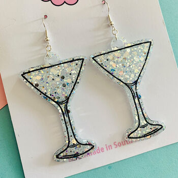Martini Glass Glitter Earrings *More Colours Available*, 2 of 4