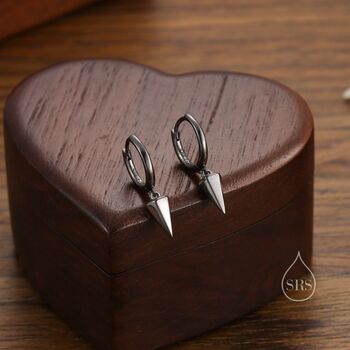 Dangling Spike Dagger Huggie Hoop Earrings, 8 of 12