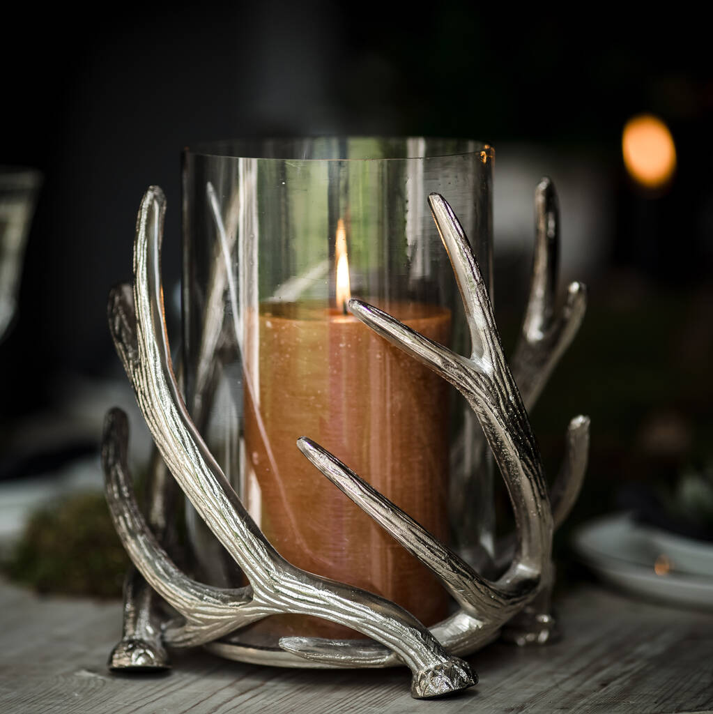 Large Silver Antler Candle Holder By Marquis And Dawe 4475