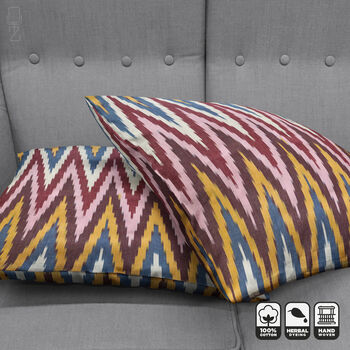 Multicoloured Zig Zag Ikat Cushion Cover, 5 of 10