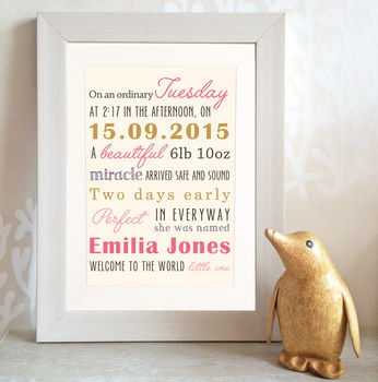 Personalised Baby Birth Details Print, 7 of 11