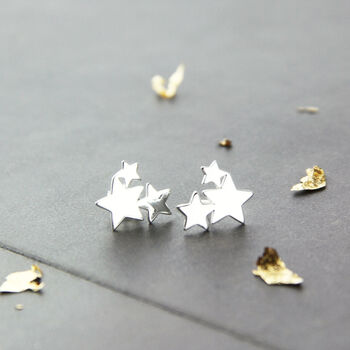Sterling Silver Shooting Stars Stud Earrings, 3 of 9