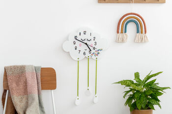 Children's Cloud And Raindrops Rainbow Wall Clock, 3 of 4