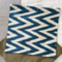Blue And Cream Zigzag Silk Ikat Cushion, thumbnail 7 of 7