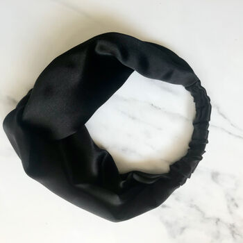 Mulberry Silk Twisted Turban Headband In Midnight Black, 2 of 4