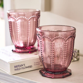 Bella Perle Embossed Amethyst Short Tumbler Glasses, 3 of 8
