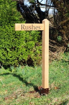 Directional Engraved Oak House Sign Post| Personalised, 2 of 11