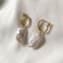18k Gold Lustre Pearl Huggie Hoop Earrings, thumbnail 1 of 2