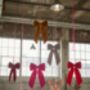 Sustainable Lrg Linen Stripe Bow Hanging Christmas Decoration, thumbnail 2 of 10
