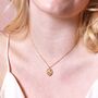 Enamel Birth Flower Outline Pendant Necklace In Gold, thumbnail 2 of 11