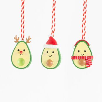 Christmas Avocado Hanging Decoration Set Of Three, 2 of 2