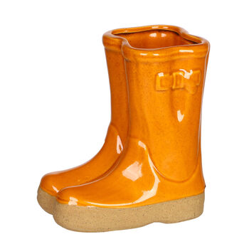 Personalised Orange Welly Boots Garden Planter, 2 of 9