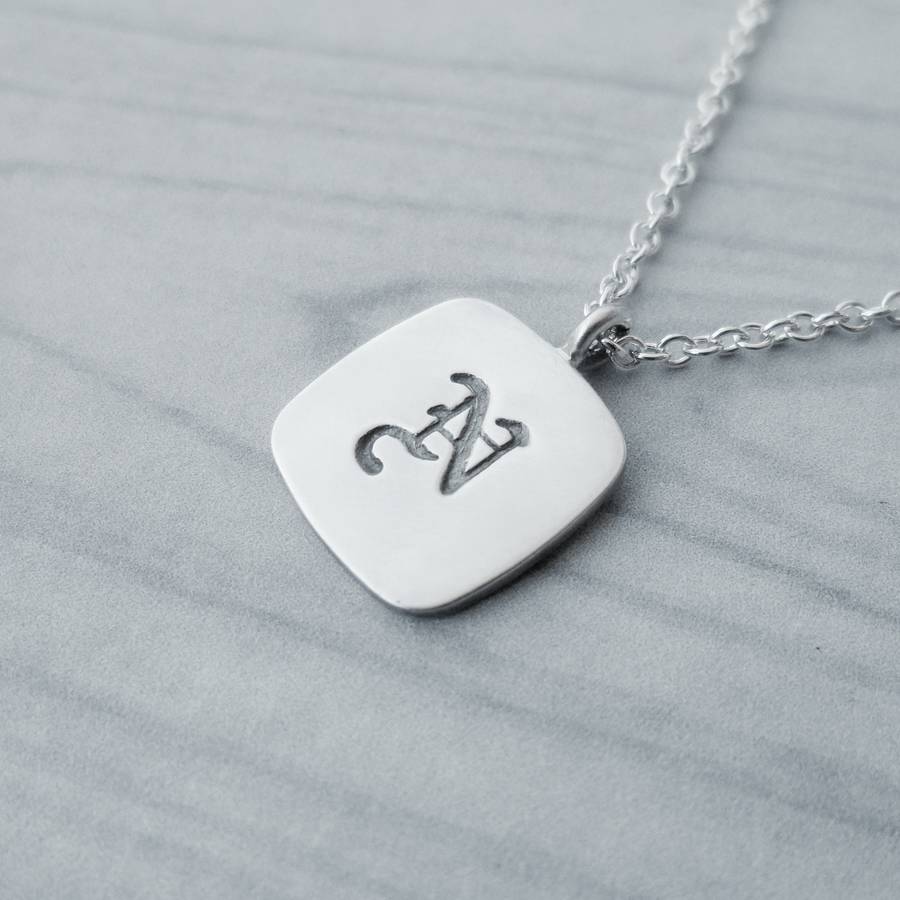 Personalised Initial Square Silver Necklace, 1 of 3