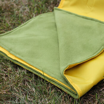 Yellow And Green Fleece Picnic Blanket, 2 of 3