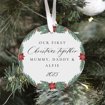 Personalised Our First Christmas Family Ceramic Ornament, 2 of 7