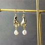 Gold Plated Hand And Pearl Dangle Earrings, thumbnail 1 of 9