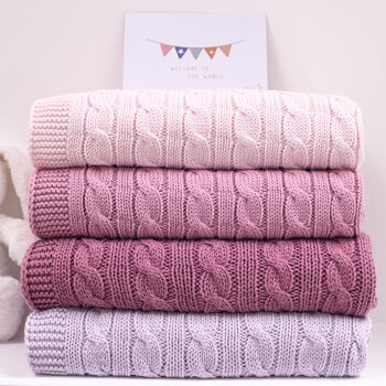 Luxury Baby Girl Cable Blanket, 2 of 12