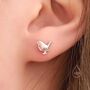 Robin Bird Stud Earrings With Partial Rose Gold Coating, thumbnail 3 of 10