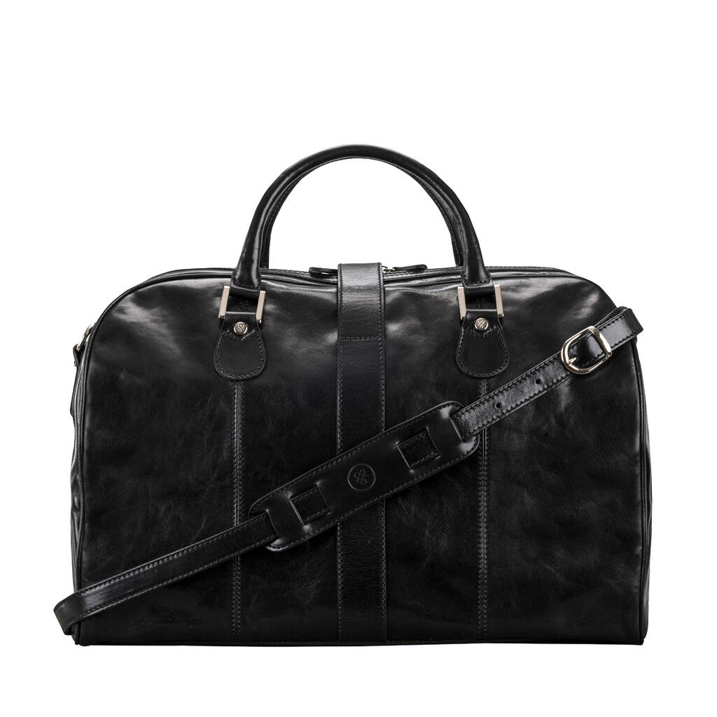 Personalised Leather Weekend Bag With Buckle 'Farini' By Maxwell Scott ...