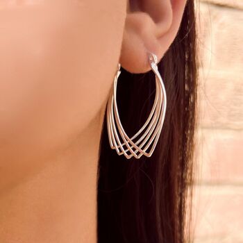 Multi Wire Overlapping Sterling Silver Hoop Earrings, 2 of 11