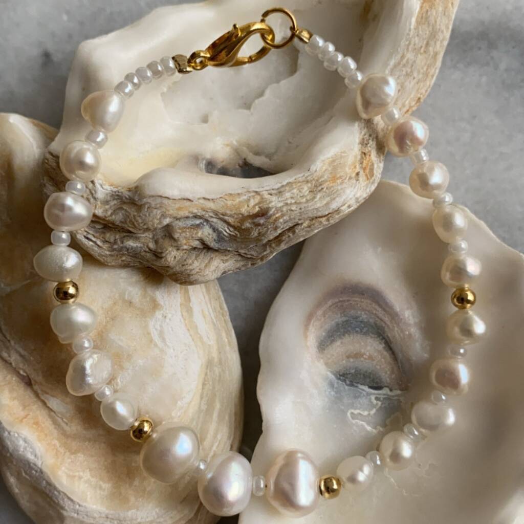 London Gold Plated, Beaded Pearl Bracelet, 1 of 5