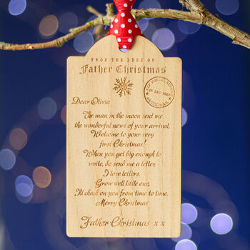 Baby's First Christmas Letter Wooden Tag Decoration, 6 of 6