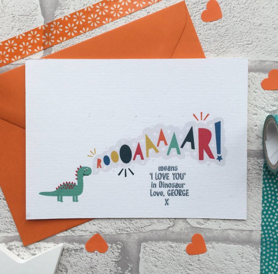 Personalised Roar Dinosaur Card By Coupole Carnaby Personalised Roar Dinosaur Card By Coupole Carnaby