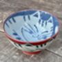 Red, Blue And White Cat Patterned Small Japanese Bowl, 11.5cm, thumbnail 1 of 3