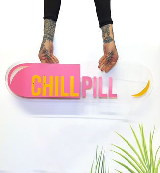 Chill Pill Clear Acrylic Skateboard Deck, 5 of 5