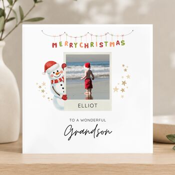 Son Red Photo Snowman Christmas Card, 2 of 5
