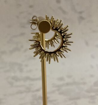 Minimalist Sun 18 K Gold Plated Ear Studs, 7 of 8