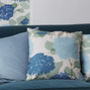 Blue Floral Hydrangea Cushion, thumbnail 1 of 5