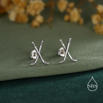 Sterling Silver Hocky Stick Stud Earrings, 3 of 12