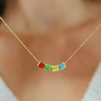 Personalised Enamel Cube Initial/Name Necklace, 6 of 9
