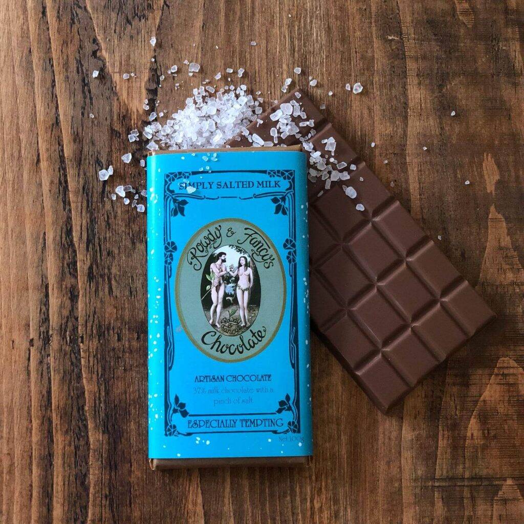 Simply Salted Organic Milk Chocolate Bar By Rowdy and Fancy's Chocolate